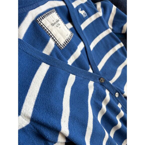 Abercrombie & Fitch Y2K Navy Striped Cardigan Sweater Small - Picture 4 of 7